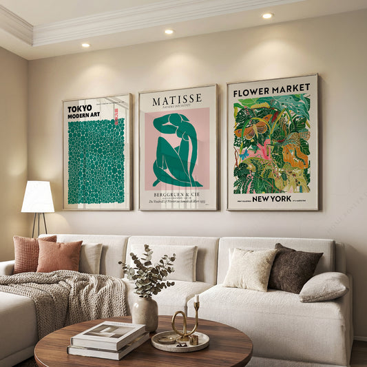 Modern Gallery Wall Set of 3 Prints – Matisse Kusama Flower Market Art — artwork preview 7