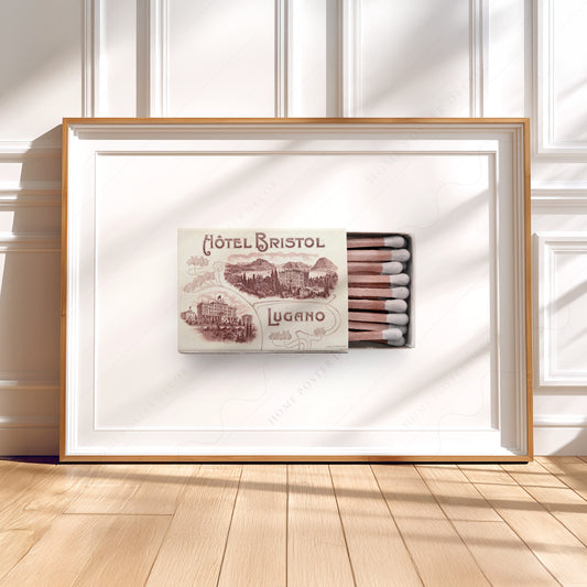 Vintage Hôtel Bristol Lugano Matchbox Print – Swiss Travel Wall Art — artwork preview 5