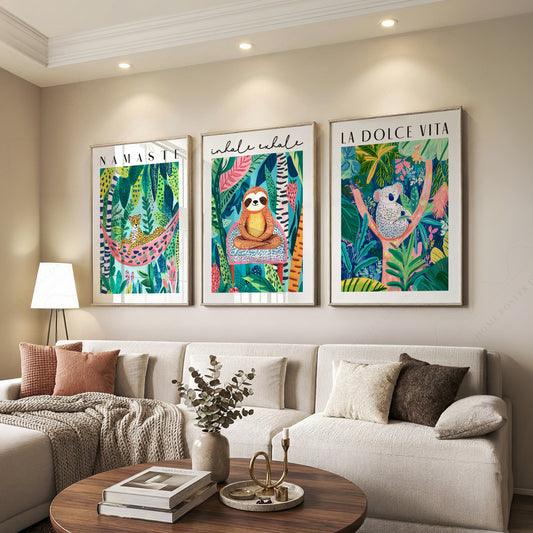 Jungle Animal Prints Set of 3 – Colorful Kids Room Wall Art Decor — artwork preview 7