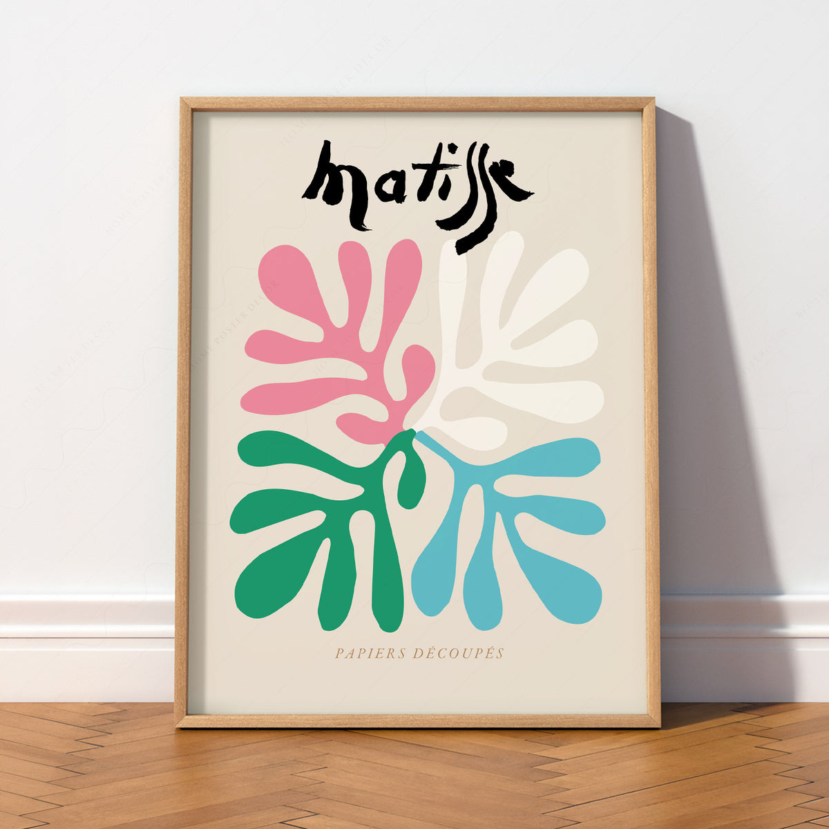 Henri Matisse Pink and Green Cut-Out Leaves Art Print — artwork preview 2