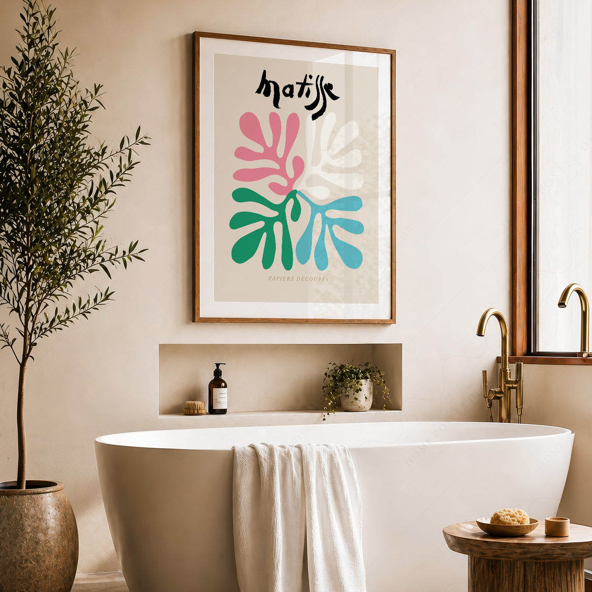 Henri Matisse Pink and Green Cut-Out Leaves Art Print — artwork preview 22