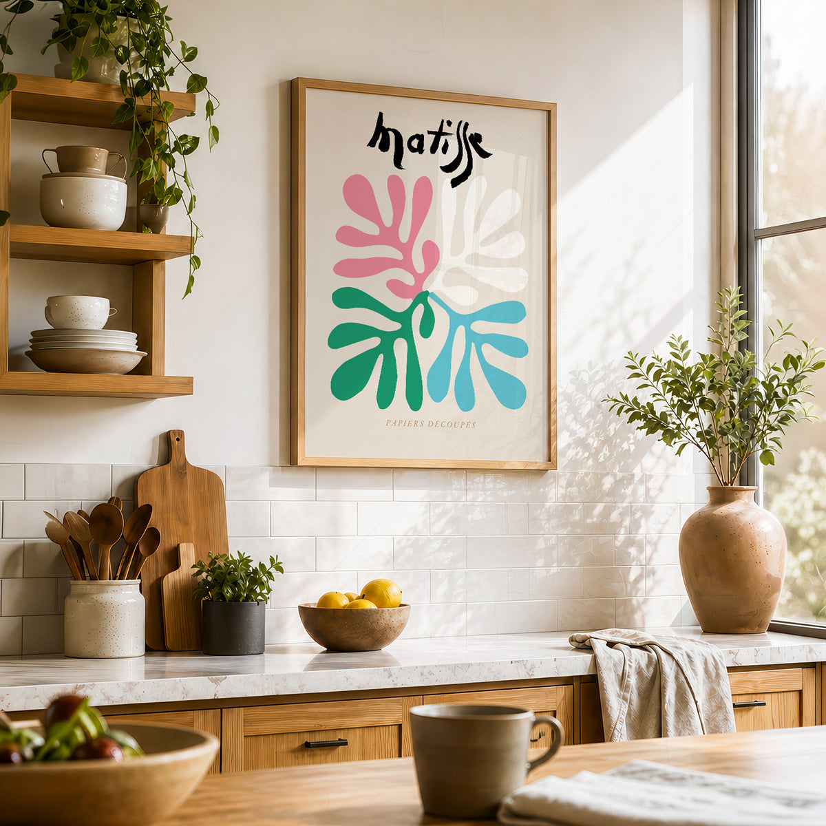 Henri Matisse Pink and Green Cut-Out Leaves Art Print — artwork preview 23