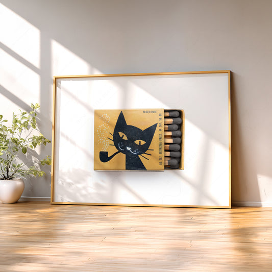 Vintage Black Cat Matchbox Print – Retro Wall Art Poster Decor — artwork preview 2
