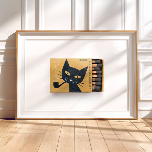 Vintage Black Cat Matchbox Print – Retro Wall Art Poster Decor — artwork preview 5