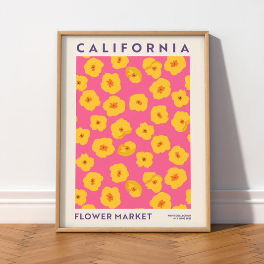 California Flower Market Print – Golden Poppy Floral Wall Art Poster — artwork preview 2