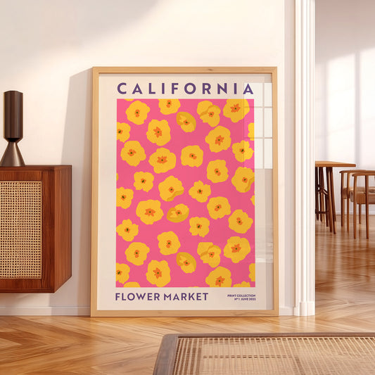 California Flower Market Print – Golden Poppy Floral Wall Art Poster — artwork preview 5