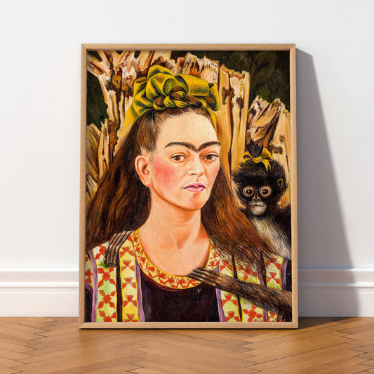 Frida Kahlo Self-Portrait with Monkey Art Print – Mexican Wall Art — artwork preview 2