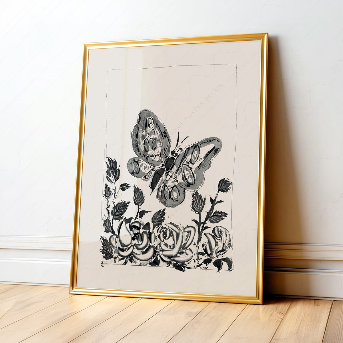 Pablo Picasso Butterfly and Flowers Art Print — artwork preview 1