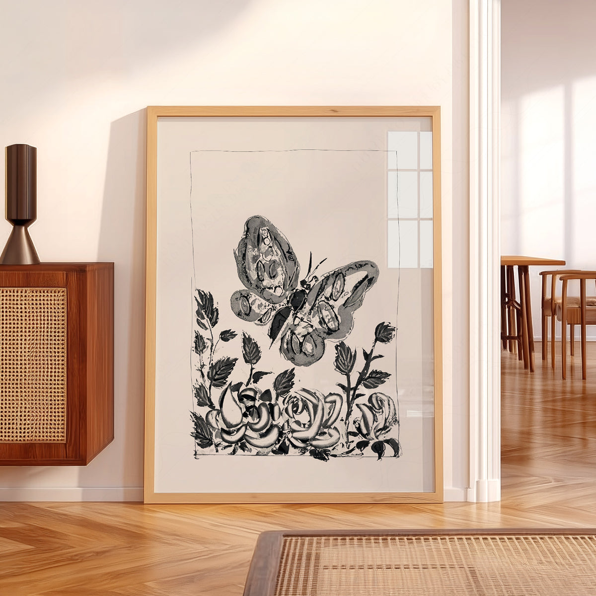 Pablo Picasso Butterfly and Flowers Art Print — artwork preview 5