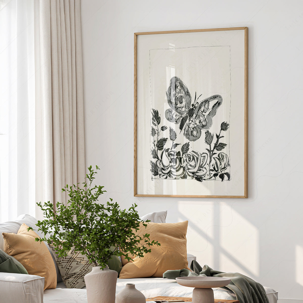 Pablo Picasso Butterfly and Flowers Art Print — artwork preview 6