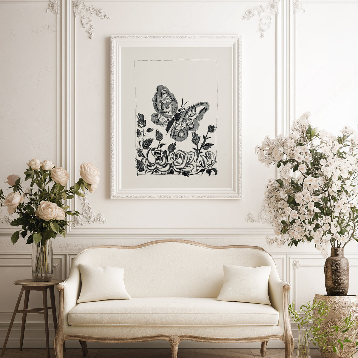 Pablo Picasso Butterfly and Flowers Art Print — artwork preview 17
