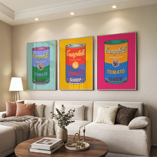 Pop Art Tomato Soup Print Set of 3 – Colorful Retro Kitchen Wall Art — artwork preview 7