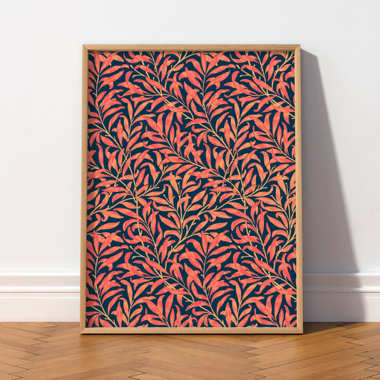 William Morris Coral Leaves on Navy Art Print — artwork preview 2