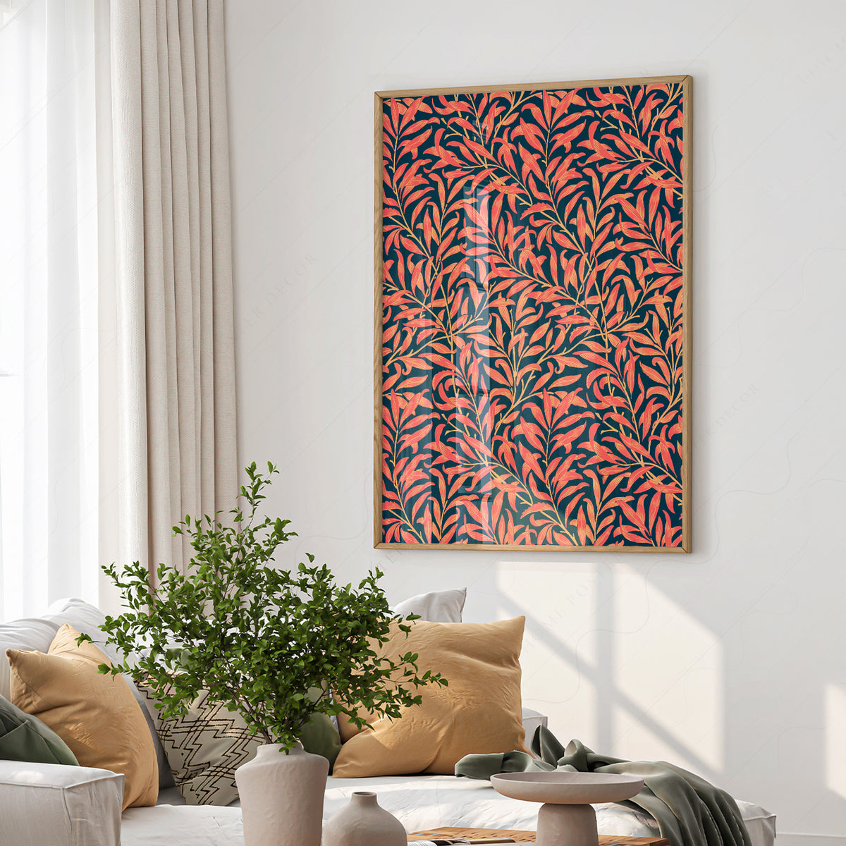 William Morris Coral Leaves on Navy Art Print — artwork preview 6