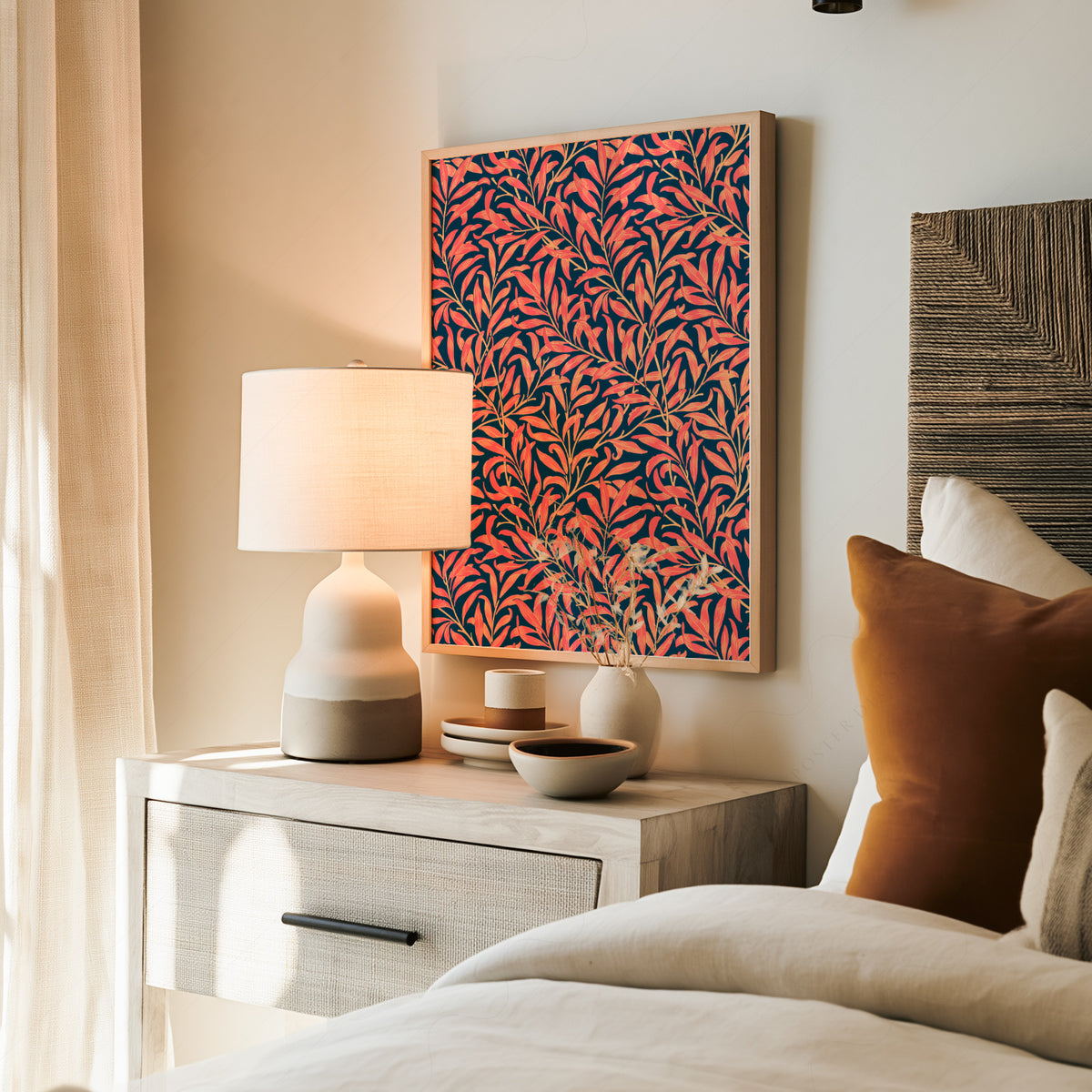 William Morris Coral Leaves on Navy Art Print — artwork preview 19