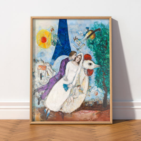 Marc Chagall The Newlyweds of the Eiffel Tower Art Print — artwork preview 2