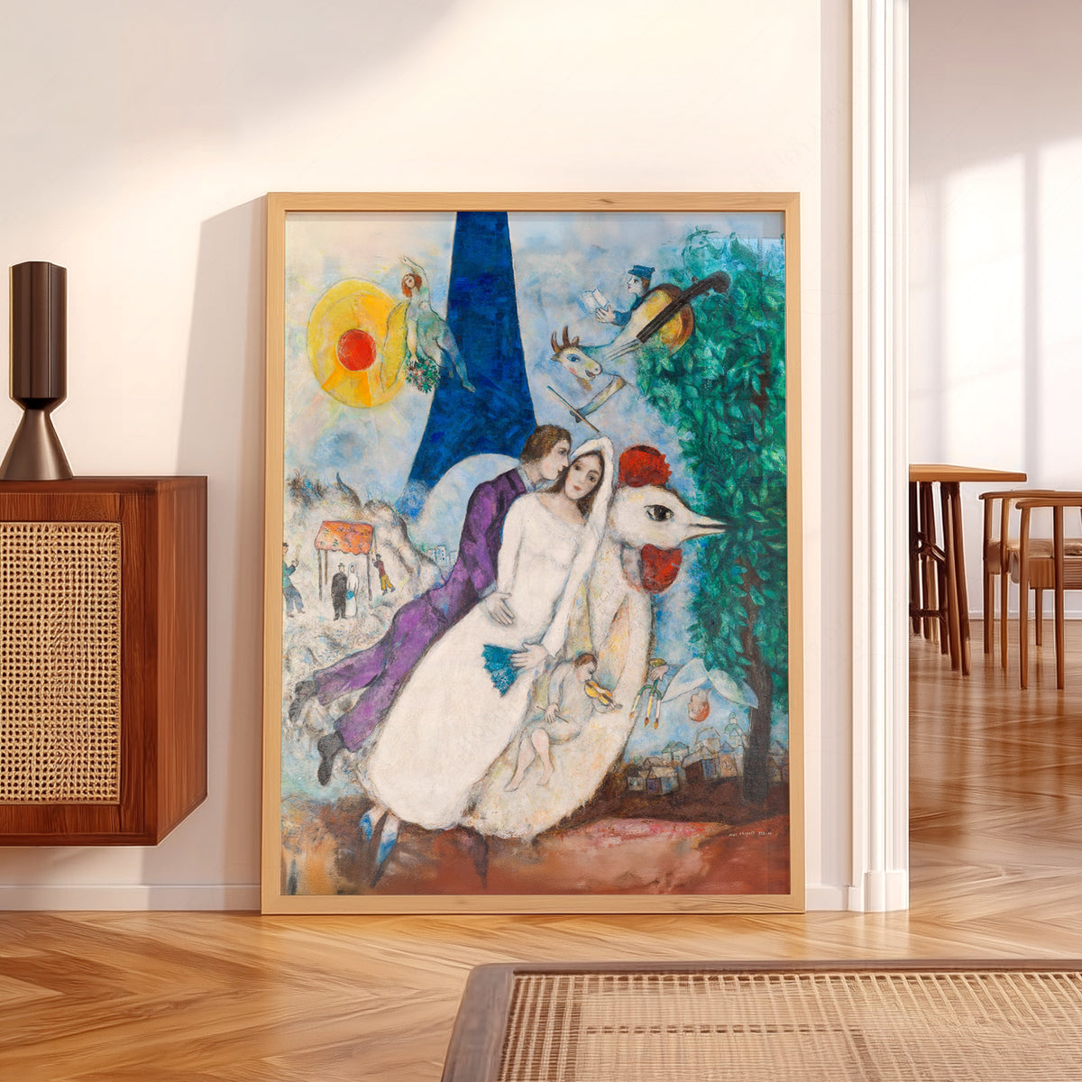 Marc Chagall The Newlyweds of the Eiffel Tower Art Print — artwork preview 5