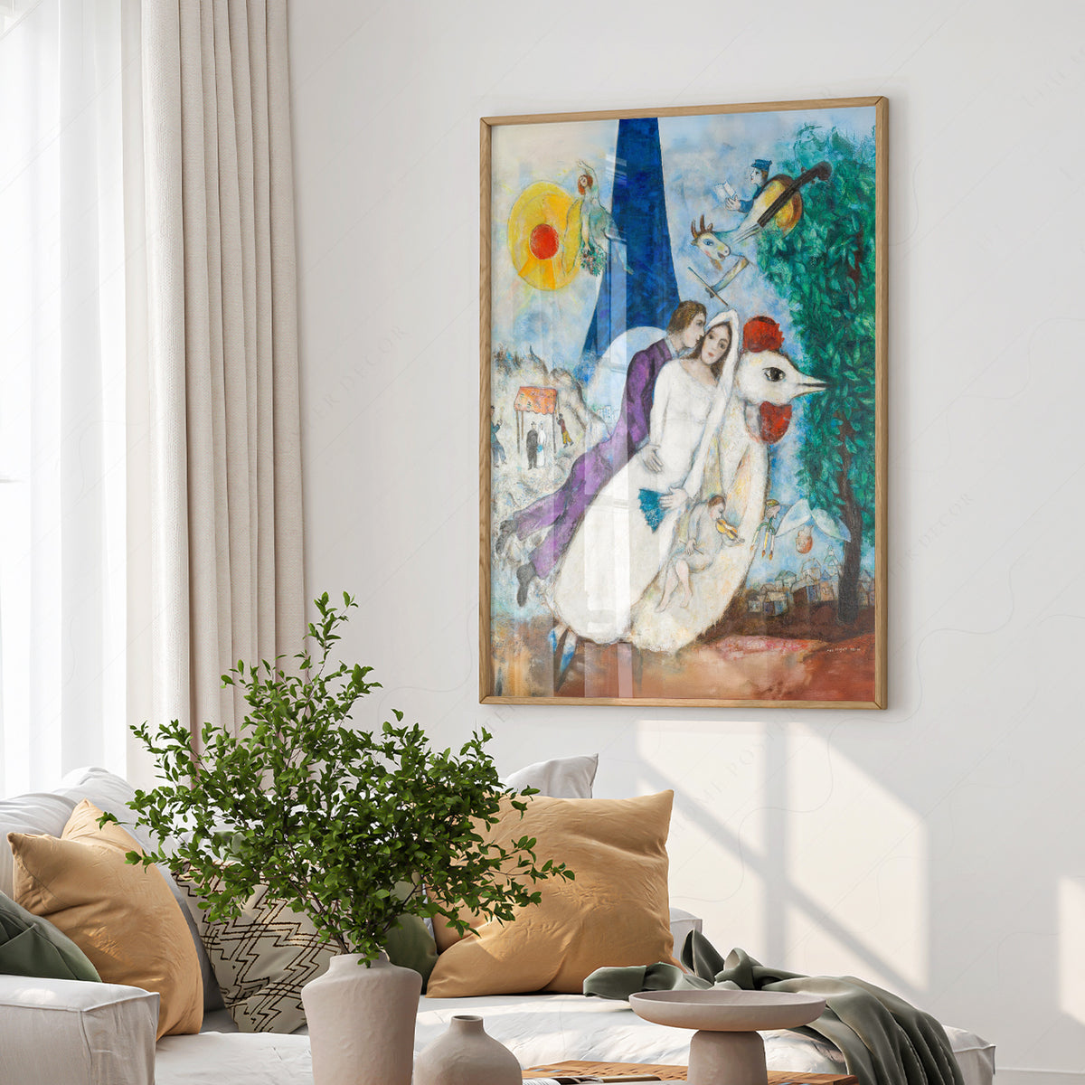 Marc Chagall The Newlyweds of the Eiffel Tower Art Print — artwork preview 6