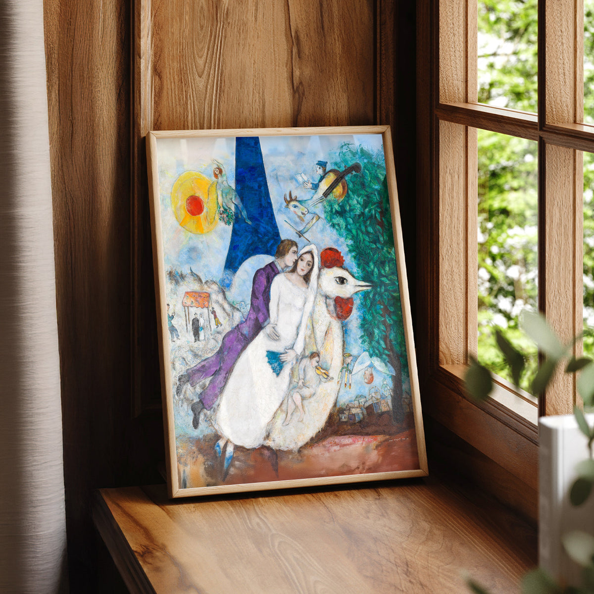 Marc Chagall The Newlyweds of the Eiffel Tower Art Print — artwork preview 7