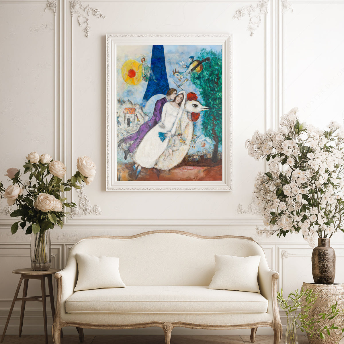 Marc Chagall The Newlyweds of the Eiffel Tower Art Print — artwork preview 17