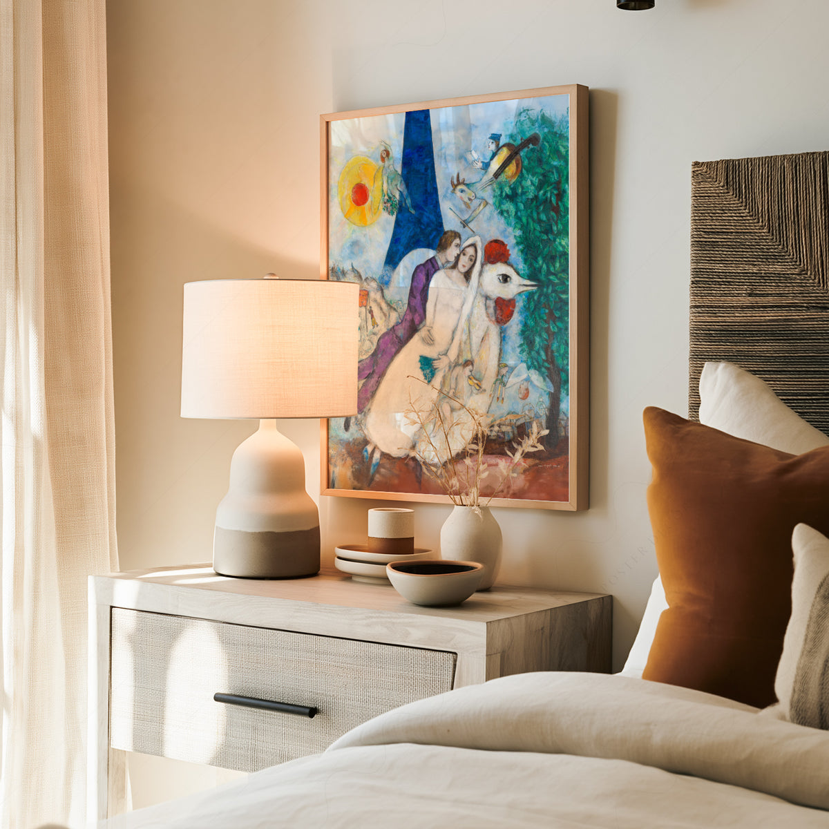 Marc Chagall The Newlyweds of the Eiffel Tower Art Print — artwork preview 19
