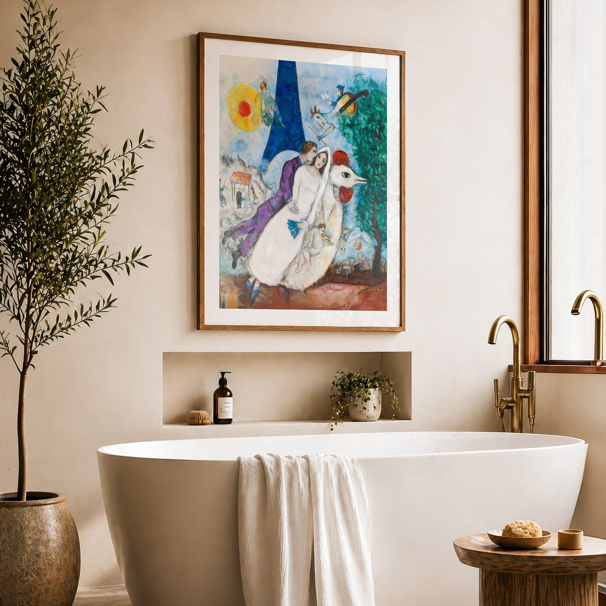 Marc Chagall The Newlyweds of the Eiffel Tower Art Print — artwork preview 22