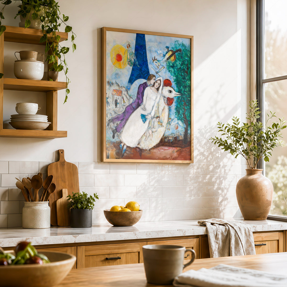 Marc Chagall The Newlyweds of the Eiffel Tower Art Print — artwork preview 23
