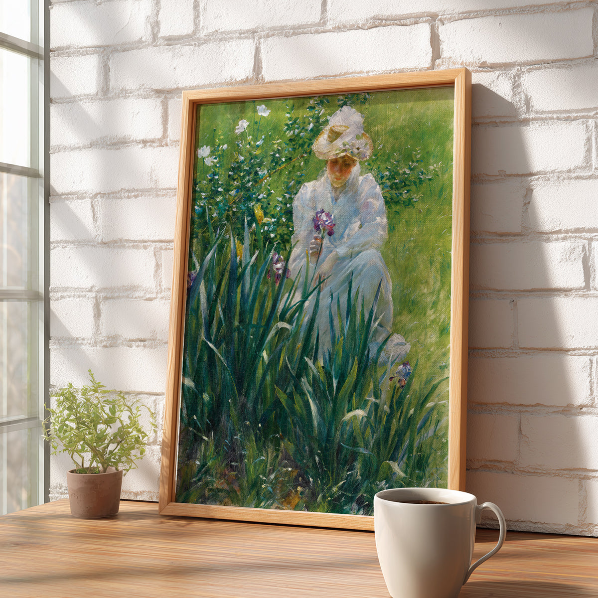 Woman in an Iris Garden Art Print – Vintage Floral Wall Art – 00-04 — artwork preview 16