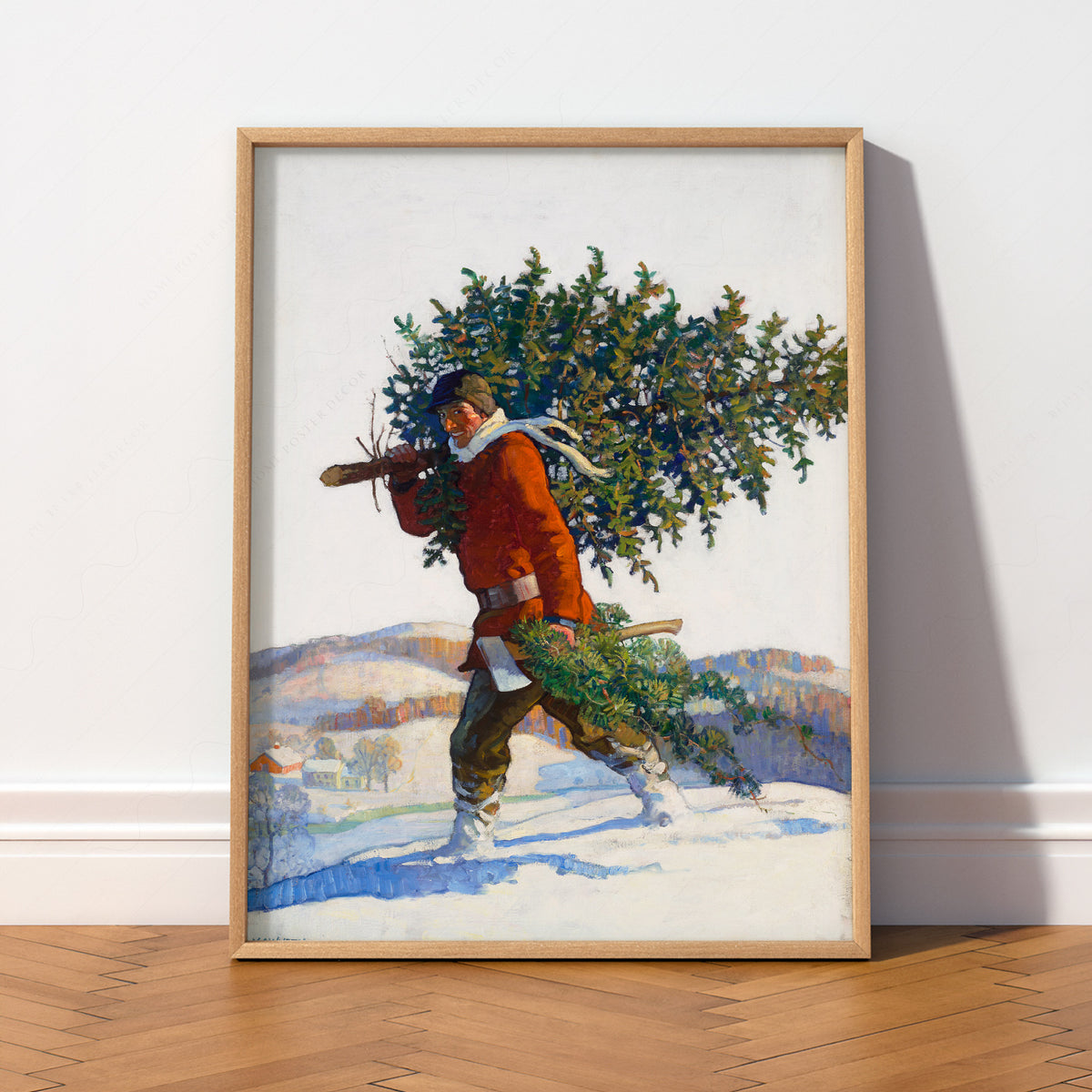 Carrying the Christmas Tree Art Print — artwork preview 2