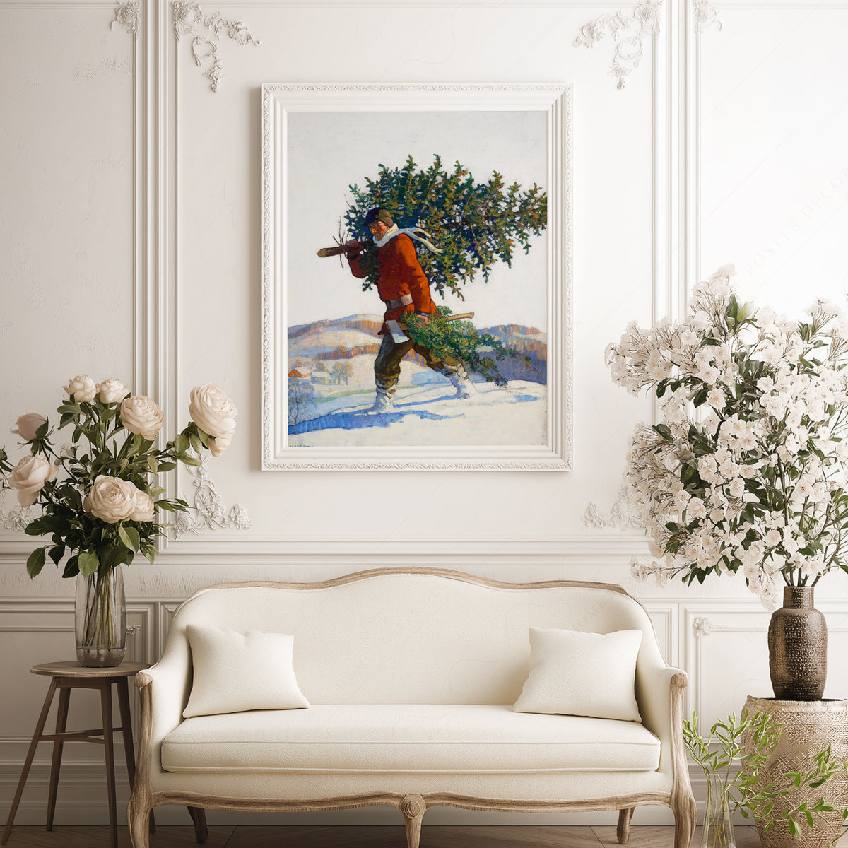 Carrying the Christmas Tree Art Print — artwork preview 17