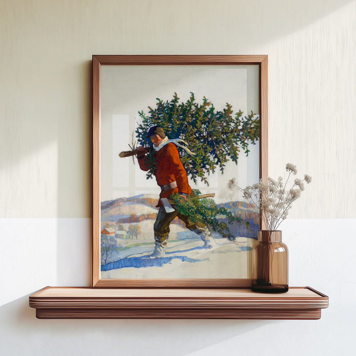 Carrying the Christmas Tree Art Print — artwork preview 18