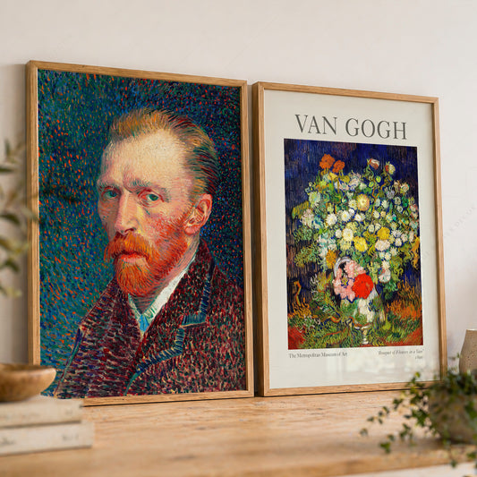 Van Gogh Print Set of 2 – Self-Portrait & Bouquet of Flowers Wall Art — artwork preview 8