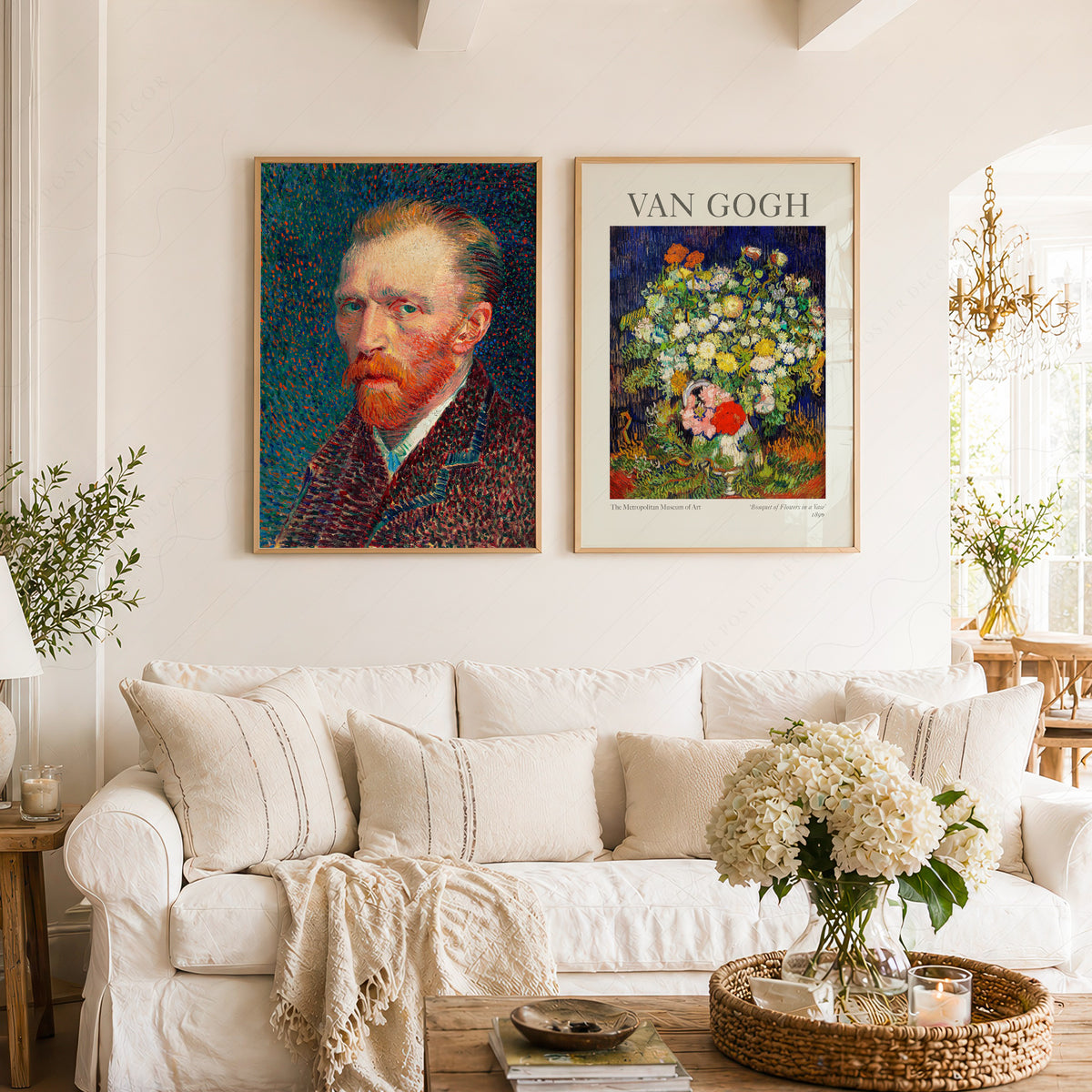 Van Gogh Print Set of 2 – Self-Portrait & Bouquet of Flowers Wall Art — artwork preview 2