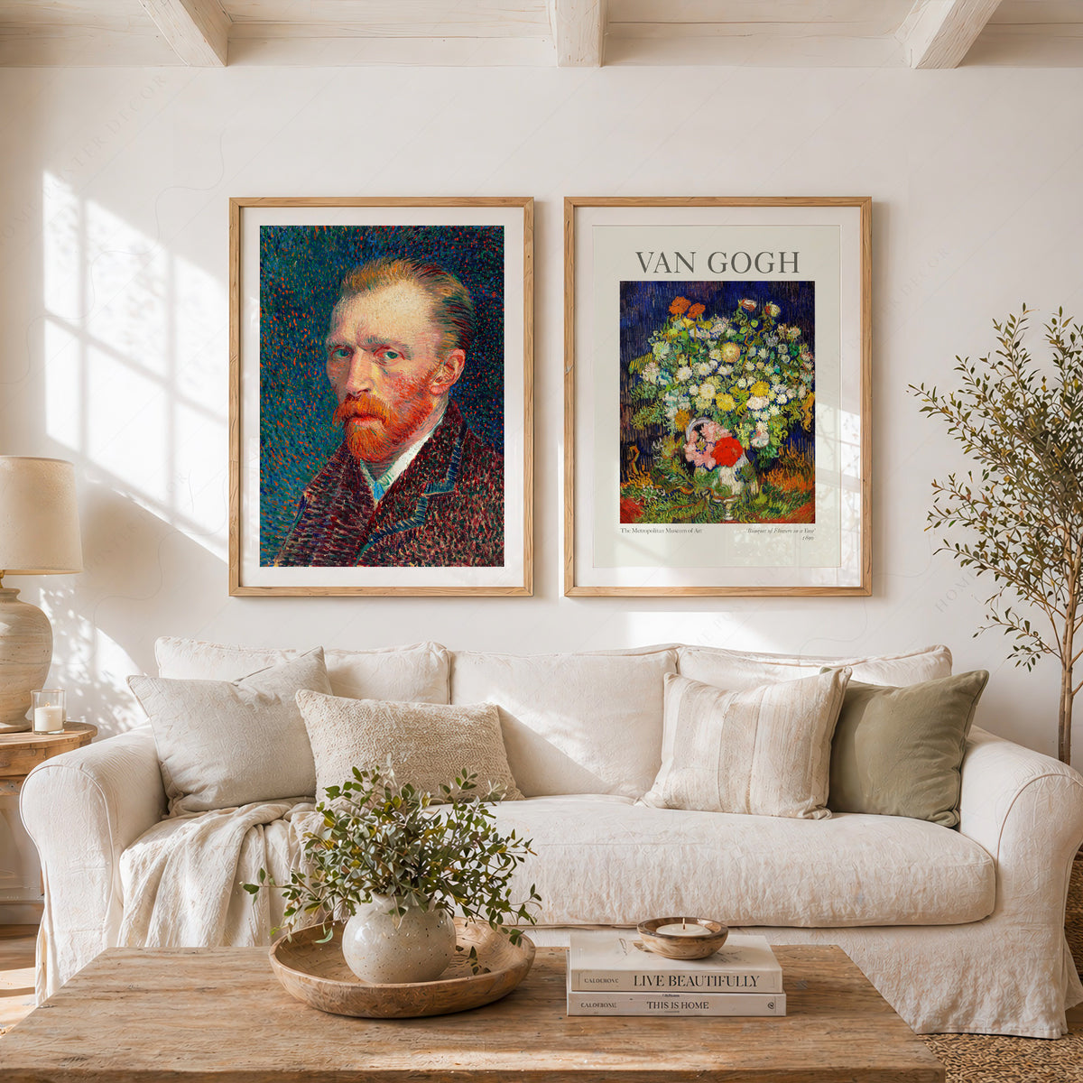 Van Gogh Print Set of 2 – Self-Portrait & Bouquet of Flowers Wall Art — artwork preview 11