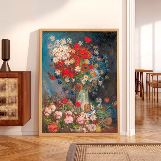 Van Gogh Vase with Poppies and Daisies Art Print – Famous Painting Poster — artwork preview 5