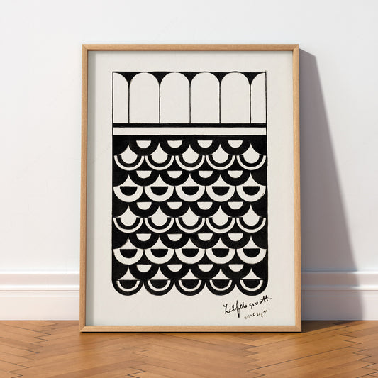 Samuel Jessurun de Mesquita Black and White Scallop Pattern Art Print — artwork preview 2