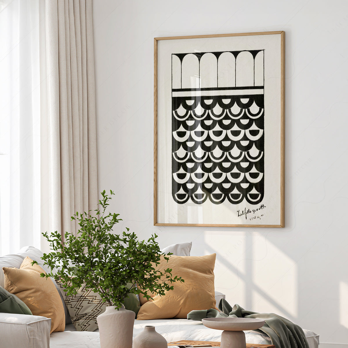 Samuel Jessurun de Mesquita Black and White Scallop Pattern Art Print — artwork preview 6