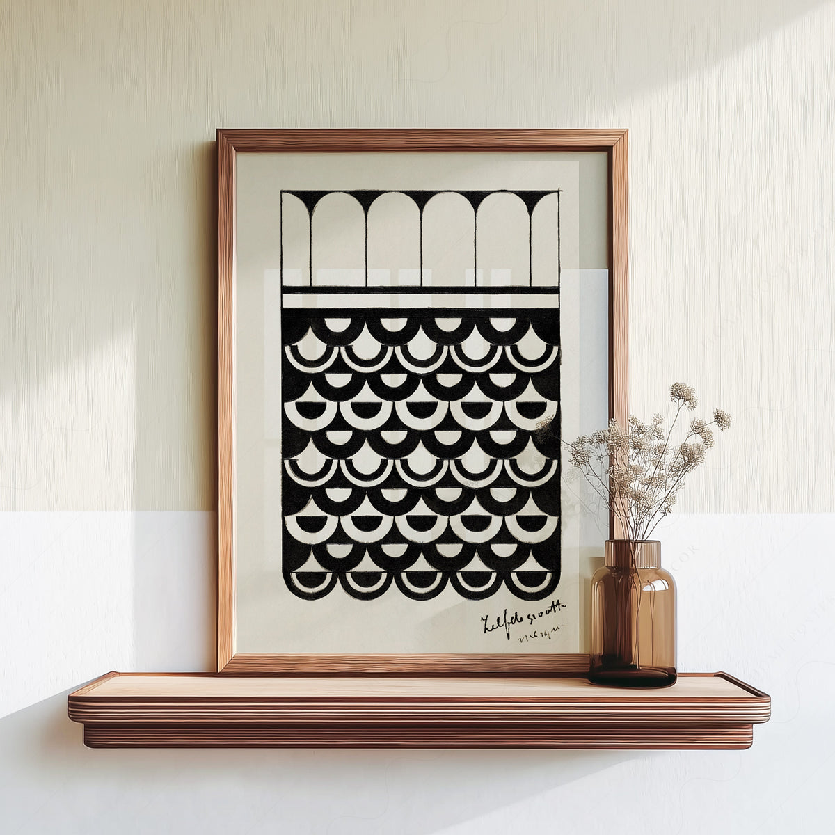 Samuel Jessurun de Mesquita Black and White Scallop Pattern Art Print — artwork preview 18