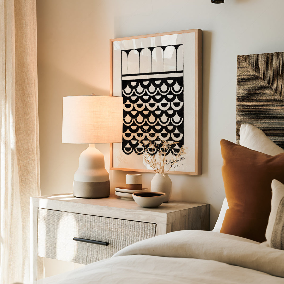 Samuel Jessurun de Mesquita Black and White Scallop Pattern Art Print — artwork preview 19