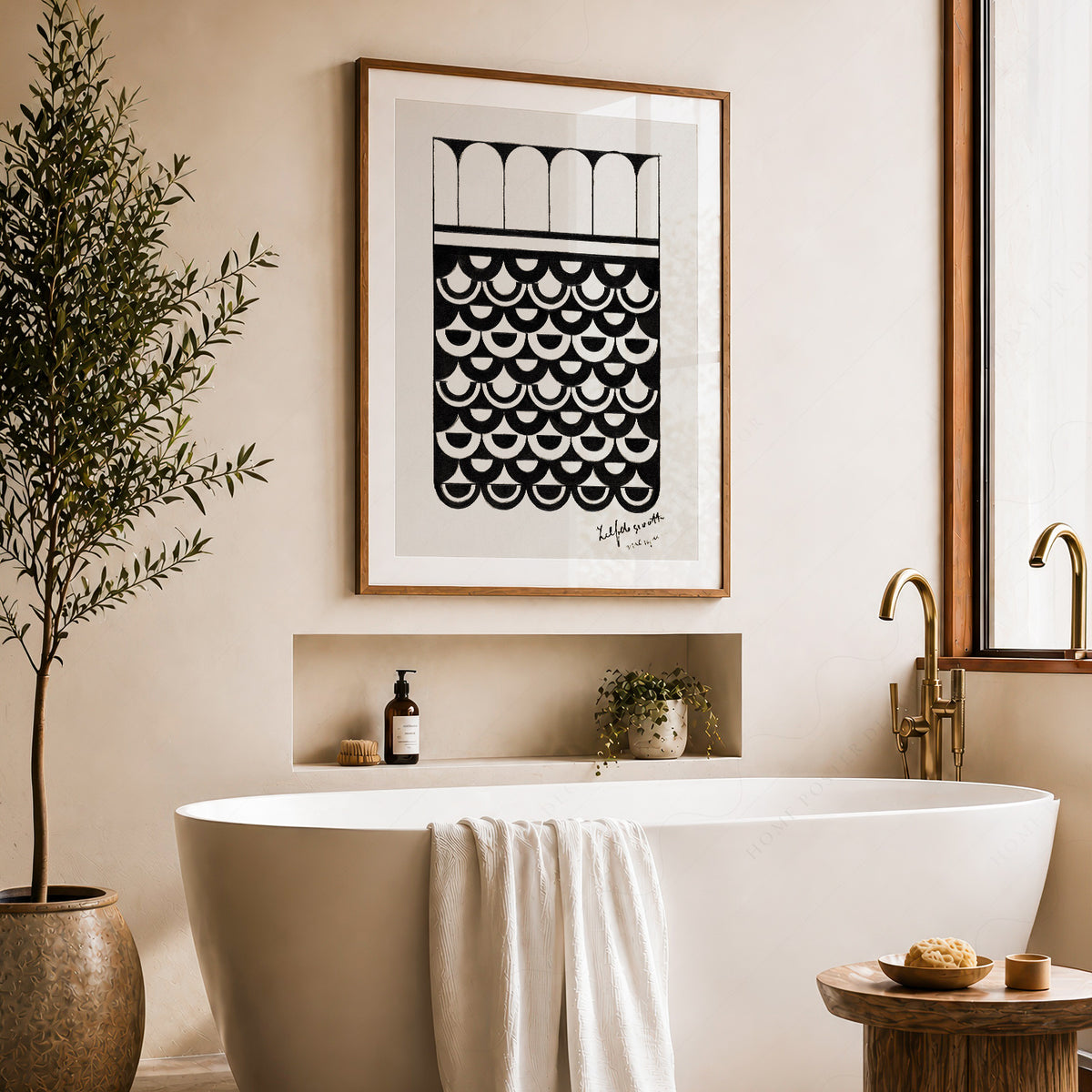 Samuel Jessurun de Mesquita Black and White Scallop Pattern Art Print — artwork preview 22