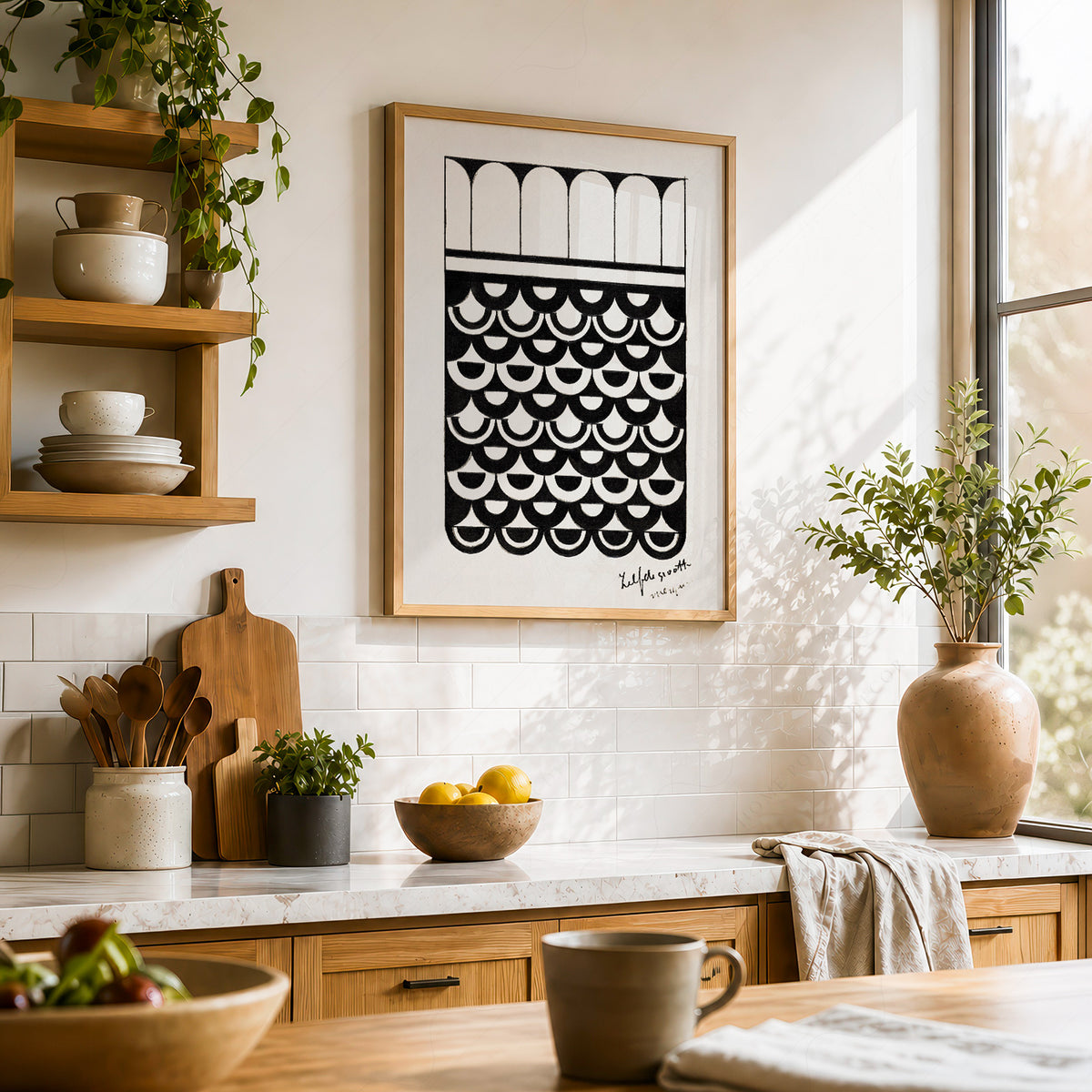 Samuel Jessurun de Mesquita Black and White Scallop Pattern Art Print — artwork preview 23