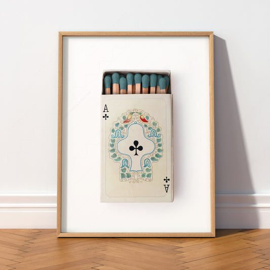 Ace of Clubs Matchbox Print – Vintage Playing Card Wall Art Poster — artwork preview 2