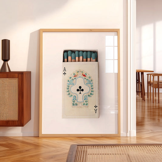 Ace of Clubs Matchbox Print – Vintage Playing Card Wall Art Poster — artwork preview 5
