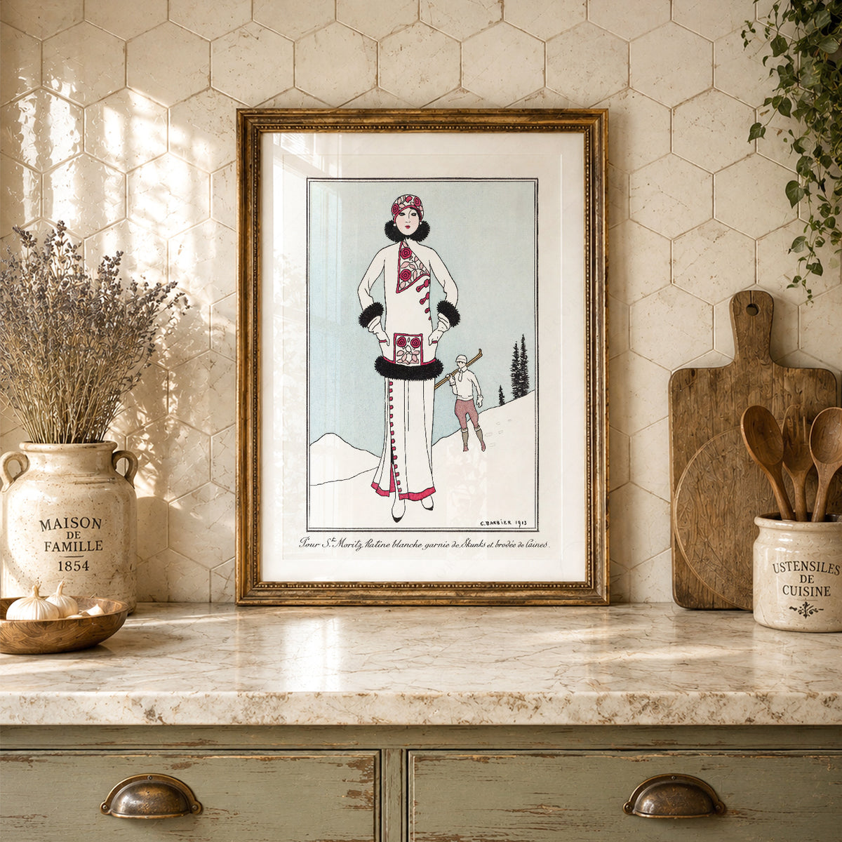 Winter Fashion Illustration Print – Vintage Snow Scene Wall Art – 19-03 — artwork preview 24