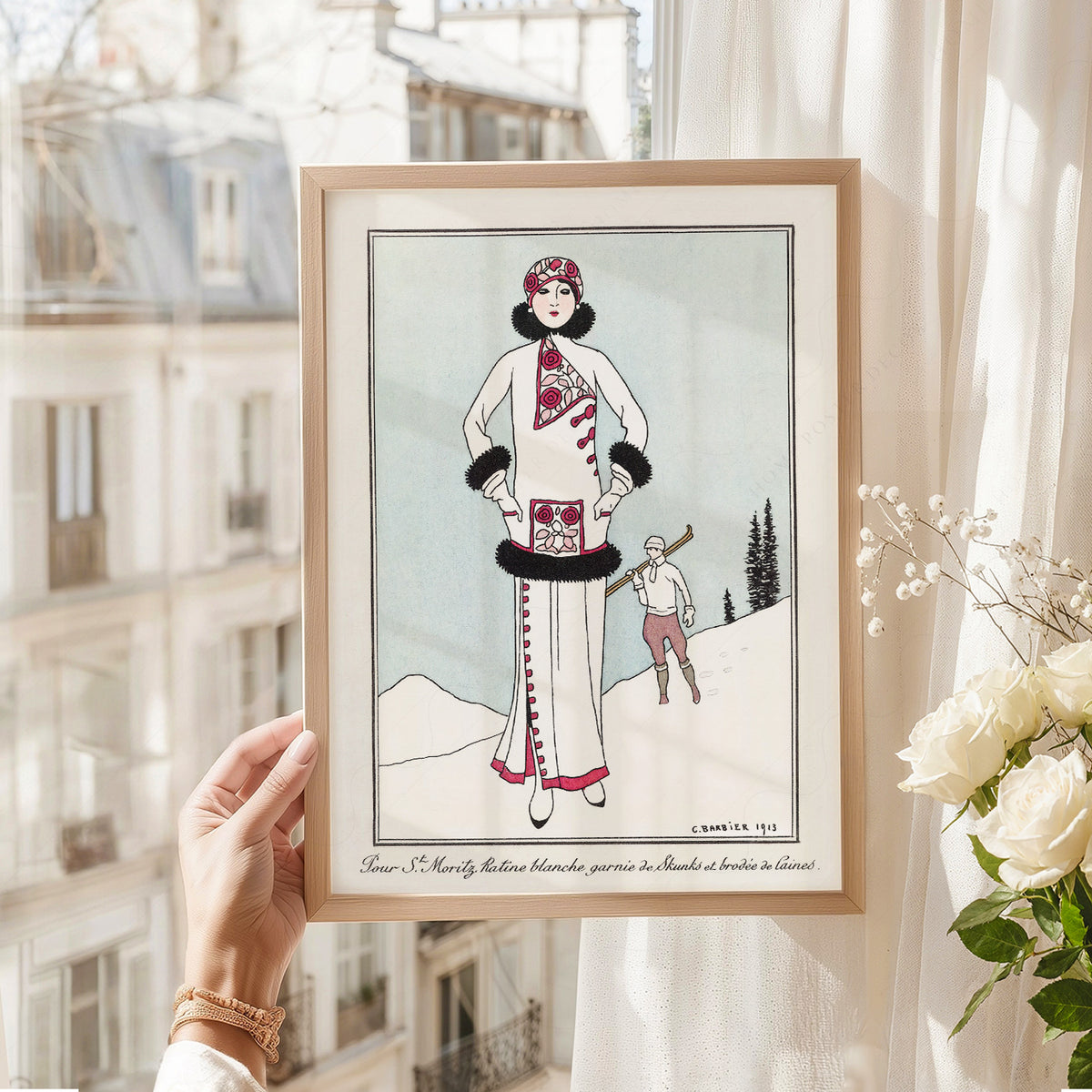 Winter Fashion Illustration Print – Vintage Snow Scene Wall Art – 19-03 — artwork preview 8