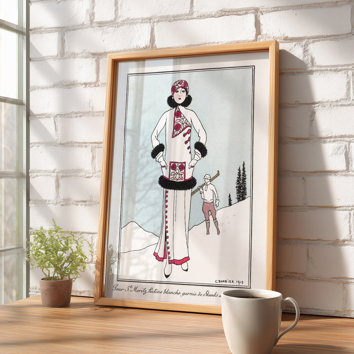 Winter Fashion Illustration Print – Vintage Snow Scene Wall Art – 19-03 — artwork preview 16