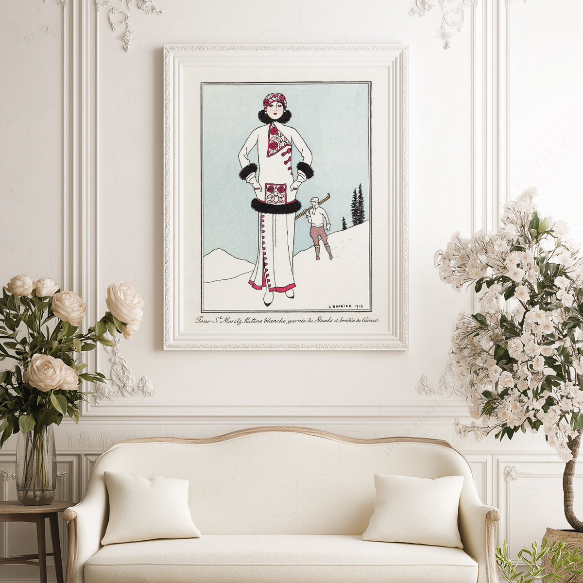 Winter Fashion Illustration Print – Vintage Snow Scene Wall Art – 19-03 — artwork preview 17