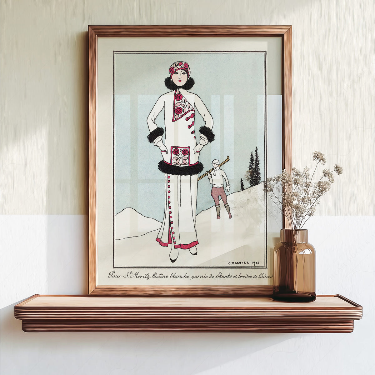Winter Fashion Illustration Print – Vintage Snow Scene Wall Art – 19-03 — artwork preview 18