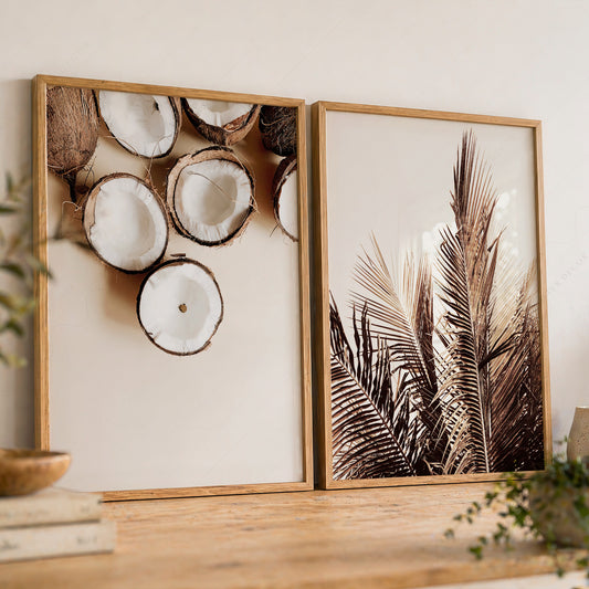 Tropical Coconut & Palm Leaf Print Set – Boho Coastal Wall Art Decor – 00-04 — artwork preview 8