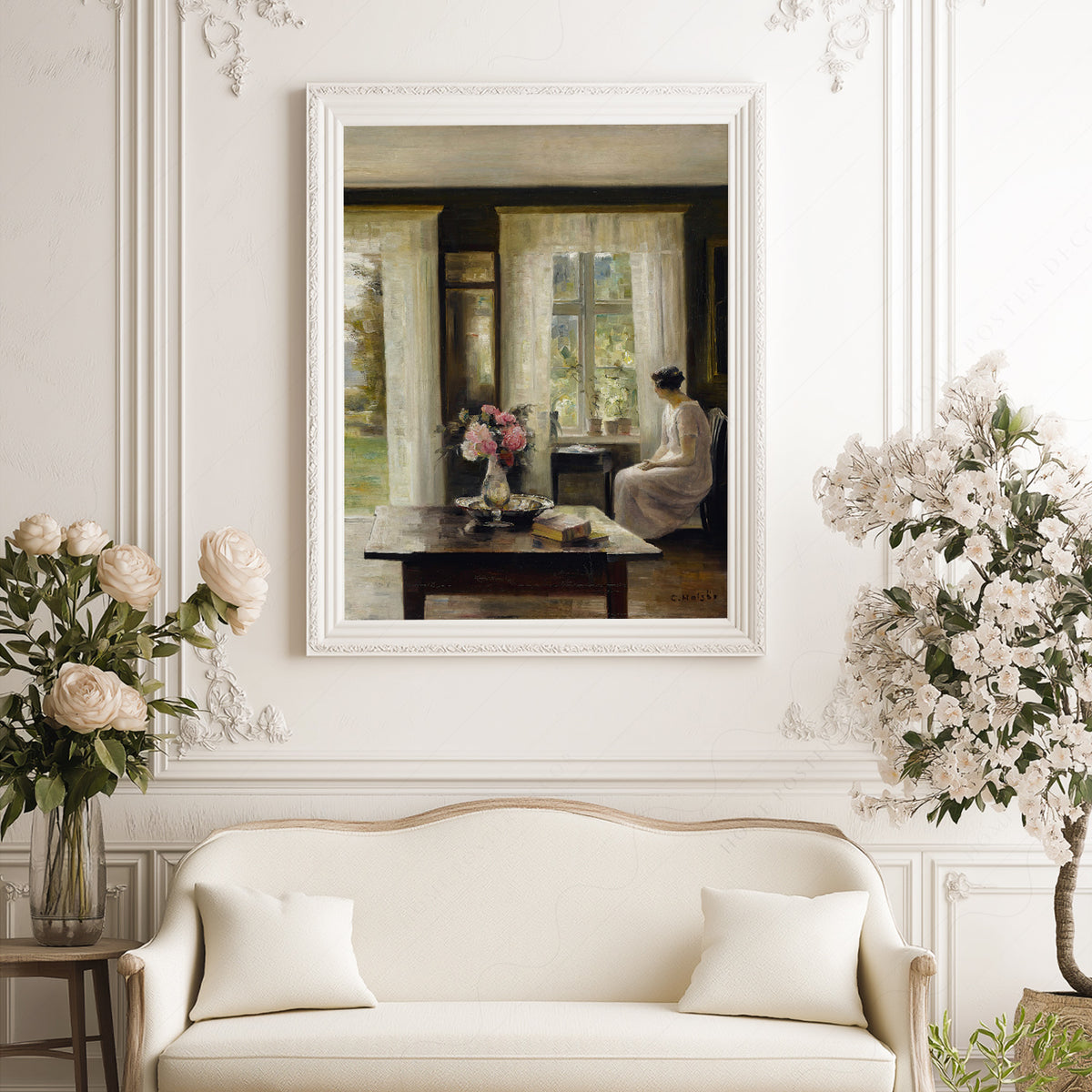 Woman by a Sunlit Window Art Print – Vintage Interior Wall Art – 00-01 — artwork preview 17